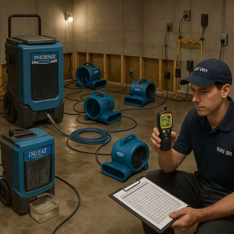 Structural Drying and Dehumidification process in Greenwood, LA